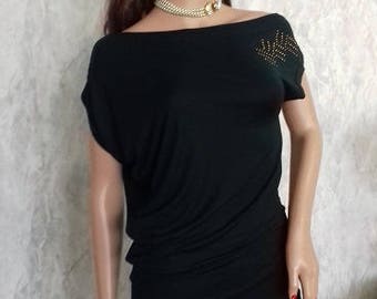 Unsymmetrical lady's tunic or mini dress