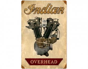 Metal Sign " Indian Motorcycles Overhead " 12"x18" Man Cave