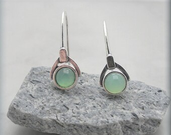 Green Chrysoprase Earrings Sterling Silver Gemstone Jewelry