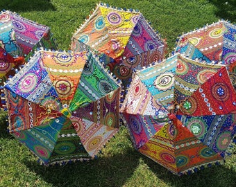 Colourful Mandala Indian Parasols, Embodied Sun Umbrella, Hippie Boho Mirror Parasol
