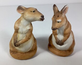 SALE Salt Pepper Shakers Kangaroos Porcelain Finely Detailed Vintage