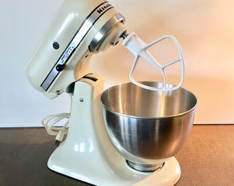Restored Hobart Era White KitchenAid Electric Stand Mixer w/ Bowl and Beater Classic Vintage Kitchen Aid Appliance
