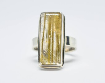 Sterling Silver Rutilated Quartz Ring, Rutile Quartz Ring, Silver Quartz Ring, Rutilated Ring, Golden Rutile, Top Quality Quartz,Quartz Ring