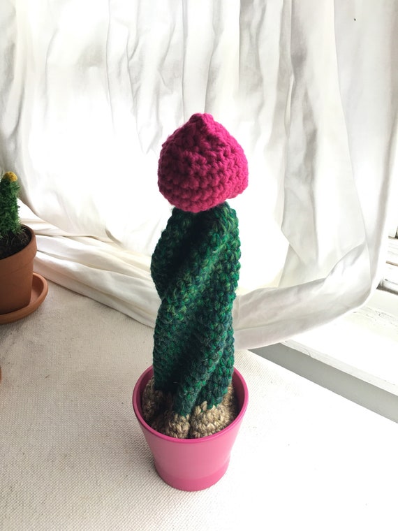 Hand crocheted cactus soft sculpture
