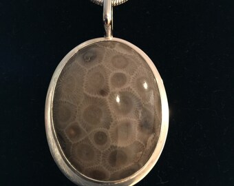 Petoskey Stone Pendant in Sterling Silver