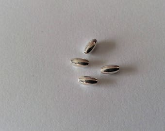 4 beads oval 6 * 3mm 925 sterling silver