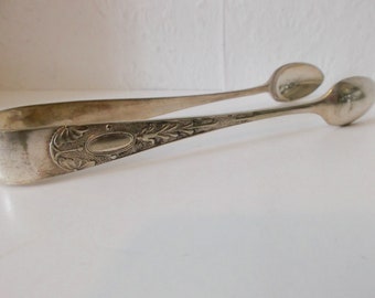 Antique 1900s Ornate Silver Sugar Tongs Large Size