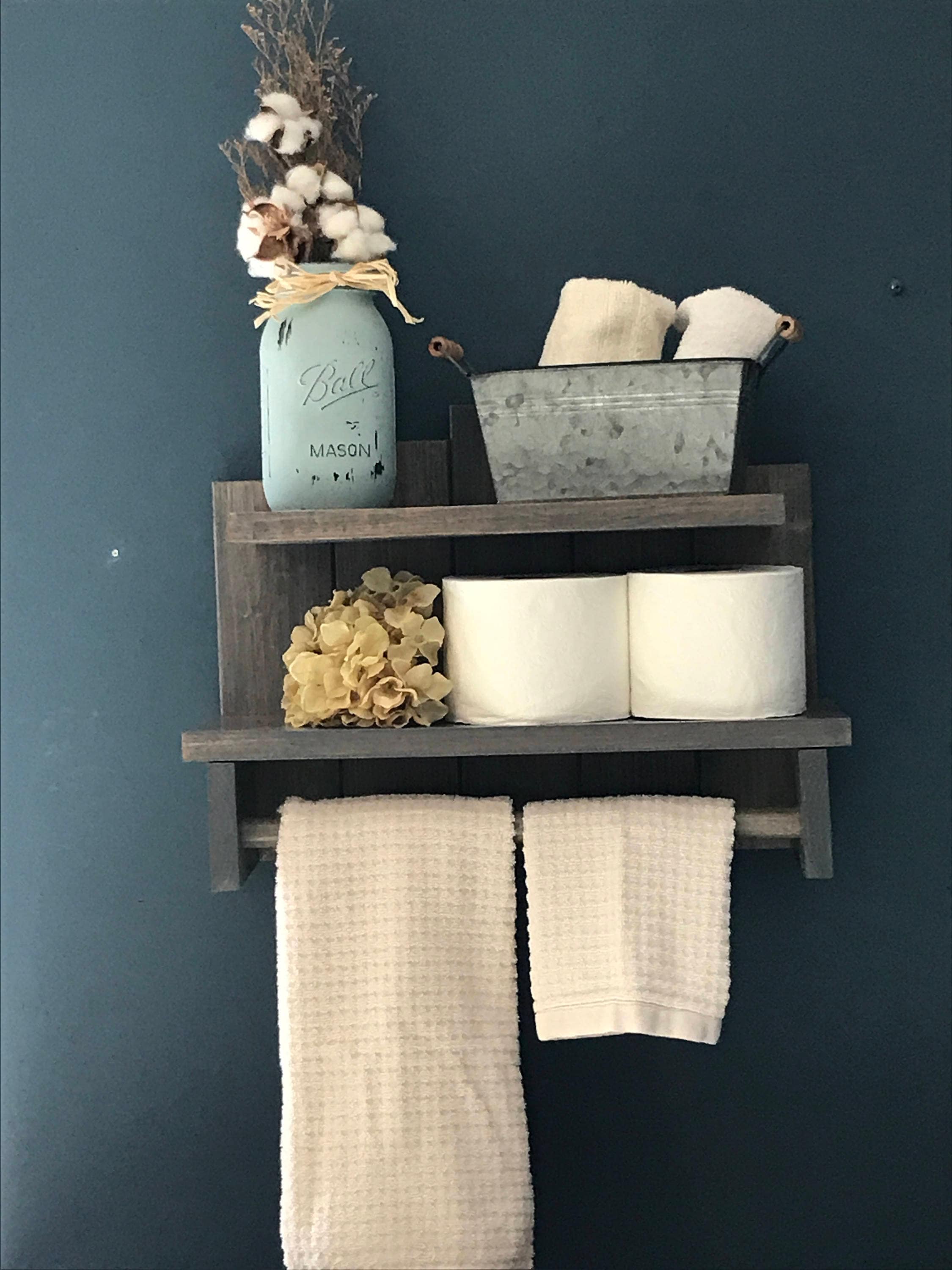 Rustic Shelf with Rod Bathroom Decor Rustic Decors Bath