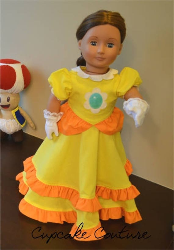 Fits American Girl Doll like Princess Daisy Dress and Gloves