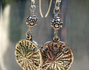 Sterling Silver Sand Dollar Beaded Earring