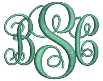SALE** Interlocking Monogram Embroidery Font 4 Sizes Machine BX Embroidery Fonts Embroidery Monogram Fonts 3 Letter Monogram