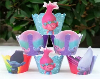 New 12 sets Trolls cupcake wrappers,trolls birthday party