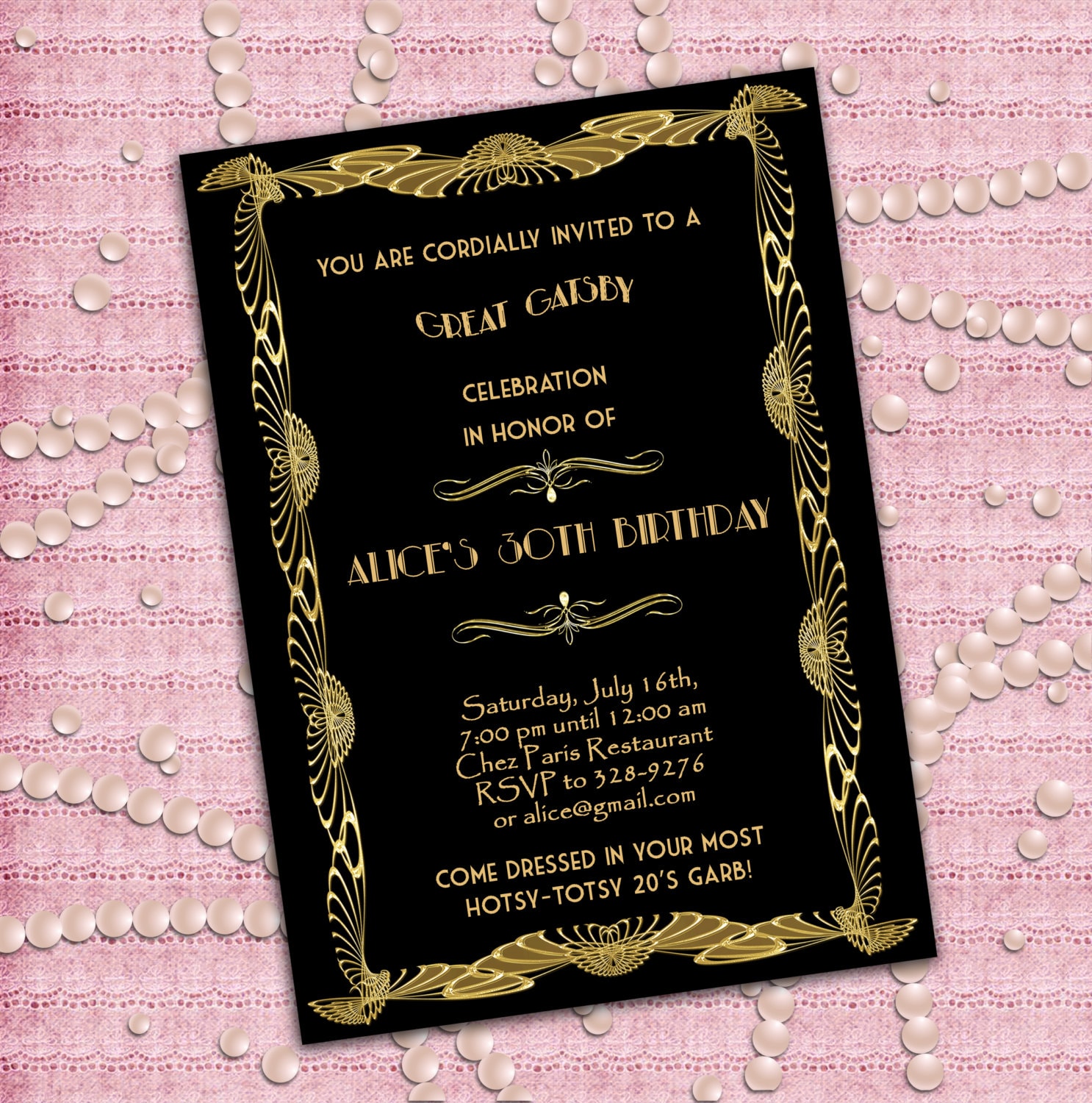 Great Gatsby Birthday Party Invitations 5