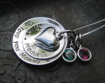Stamped Jewelry - Family Necklace - Mothers Necklace - Mommy Necklace - Grandmas Necklace - Personalized Necklace