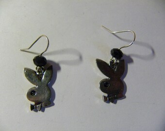 Dangle Silver Playboy Bunny Earrings #757