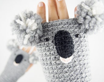Koala Fingerless Gloves ~ Handmade