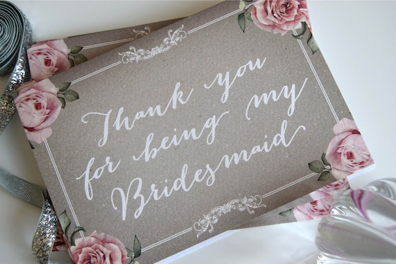 Bridesmaid Thank You Cards (floral grey)