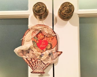 Vintage Handmade Valentine Decoration Shabby Chic Antique Handkerchief Wall Hanging Doorknob Hanger