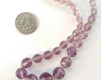 Vintage purple faceted glass bead necklace