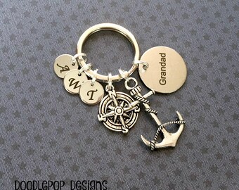 Personalised Grandad keyring - Anchor keyring - Birthday gift for Grandad - Anchor keychain - Nautical Grandad gift - Stocking filler - UK