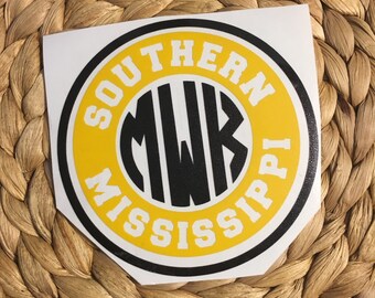 Southern Mississippi Monogrammed Vinyl Decal