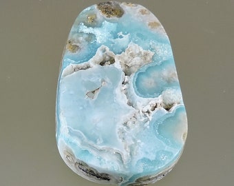 Smithsonite Cabochon, Translucent Smithsonite Cabochon, Blue Cabochon, Designer Cab, Pendant Cab, Gift, C2976, Hand Cut by 49erMinerals