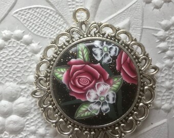 Pendant, Reversible, Polymer Clay