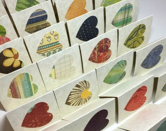 Nostalgic Mini LOVE NOTES ... 50 Tiny Square Heart Cards Vintage Theme Assortment Blank Notes Small Thank You Gift Cards Folded Messages