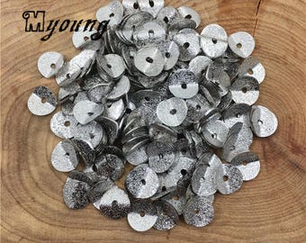 Silver Plated Metal Wavy Disc Beads, Wholesale Brass Spacer Jewelry Findings, Center Hole Metal Beads, GB122102