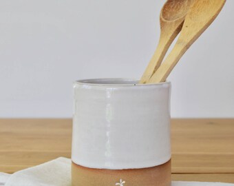 Utensil Crock, handmade pottery, pottery crock, Stoneware Crock, Storage Container, Kitchen Organization, Modern Farmhouse, kitchen decor.