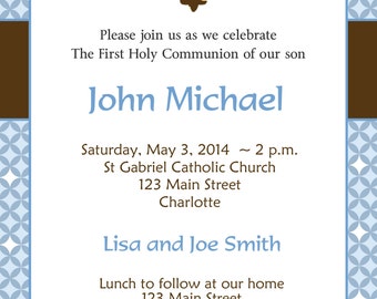 First Holy Communion Invitation Boys First Communion Invitation Holy Communion Baptism Confirmation