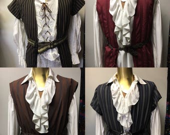 PIRATE VEST Collection - Four Men's upcycled cotton Buccaneer Pirate Renaissance Costume vest LARP