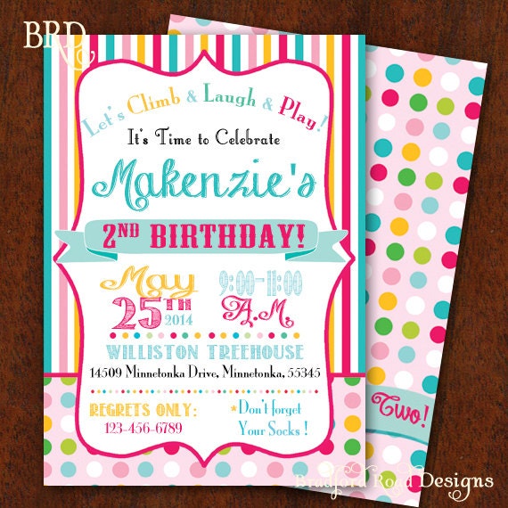 Girly Birthday Party Invitation Jump House Party Bounce House