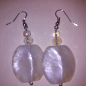 White Acrylic Mother-of-Pearl look earrings