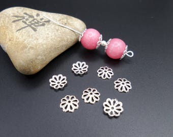 20 thin 10 mm silver metal caps