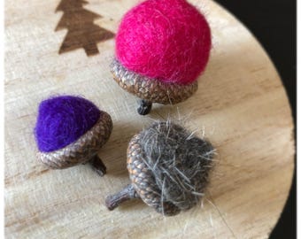 Needle felted acorns