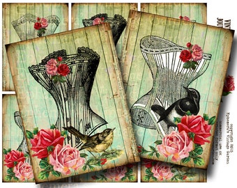 Vintage Corsets - Printable Journaling Cards