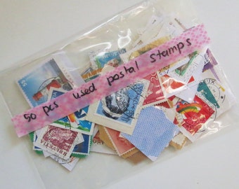 Postal stamps, used stamps, craft supplies, collage fodder, art journaling, scrapbooking