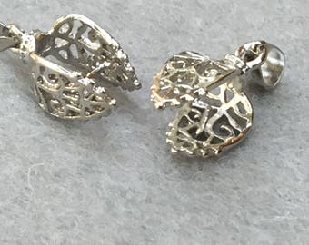 Silver Filigree Pinch Bails, Platinum plated color leaf, ,Brass Bails 24 mm long 4 pieces