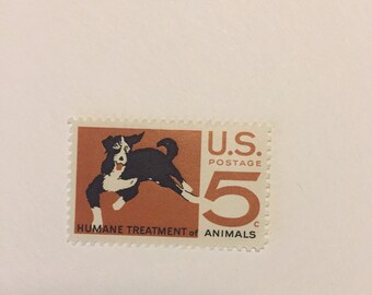 10 Humane Treatment of Animals 5c US postage stamps unused - Vintage 1966 - ASPCA companion animals dogs