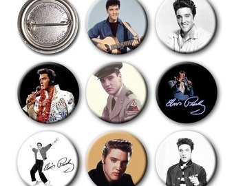 ELVIS PRESLEY - Pinback Buttons (set of 8)