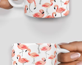 Cute flamingos everywhere watercolor mug - Christmas mug - Funny mug - Rude mug - Mug cup 4P102