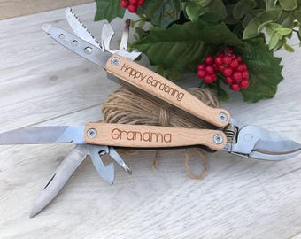 Personalised multi tool pocket pruners engraved - gardening gift - gift for her - gift for him - garden lovers gift - christmas