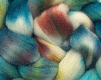 Polwarth Wool Roving (Combed Top) Hand Dyed in Life, the Universe, and Everything 4oz