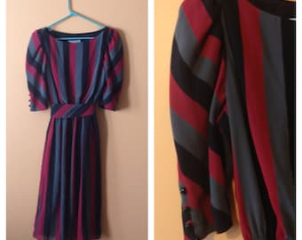 Serious Stripes Dress 1980s M/L