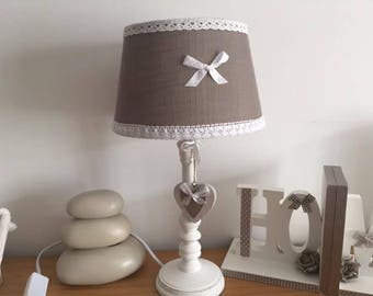 light taupe and white lace and heart