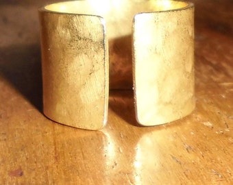 Brass or hammered copper band ring