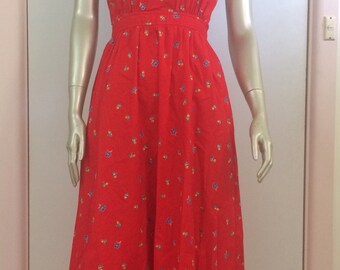 Red halter neck dress