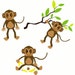 Monkeys digital embroidery design, Monkeys digitized embroidery design