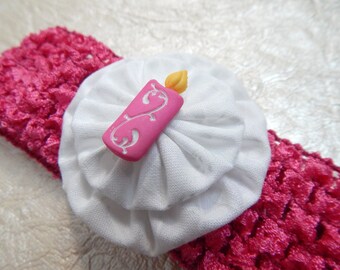 Pink Birthday Candle Crochet Children's Headband